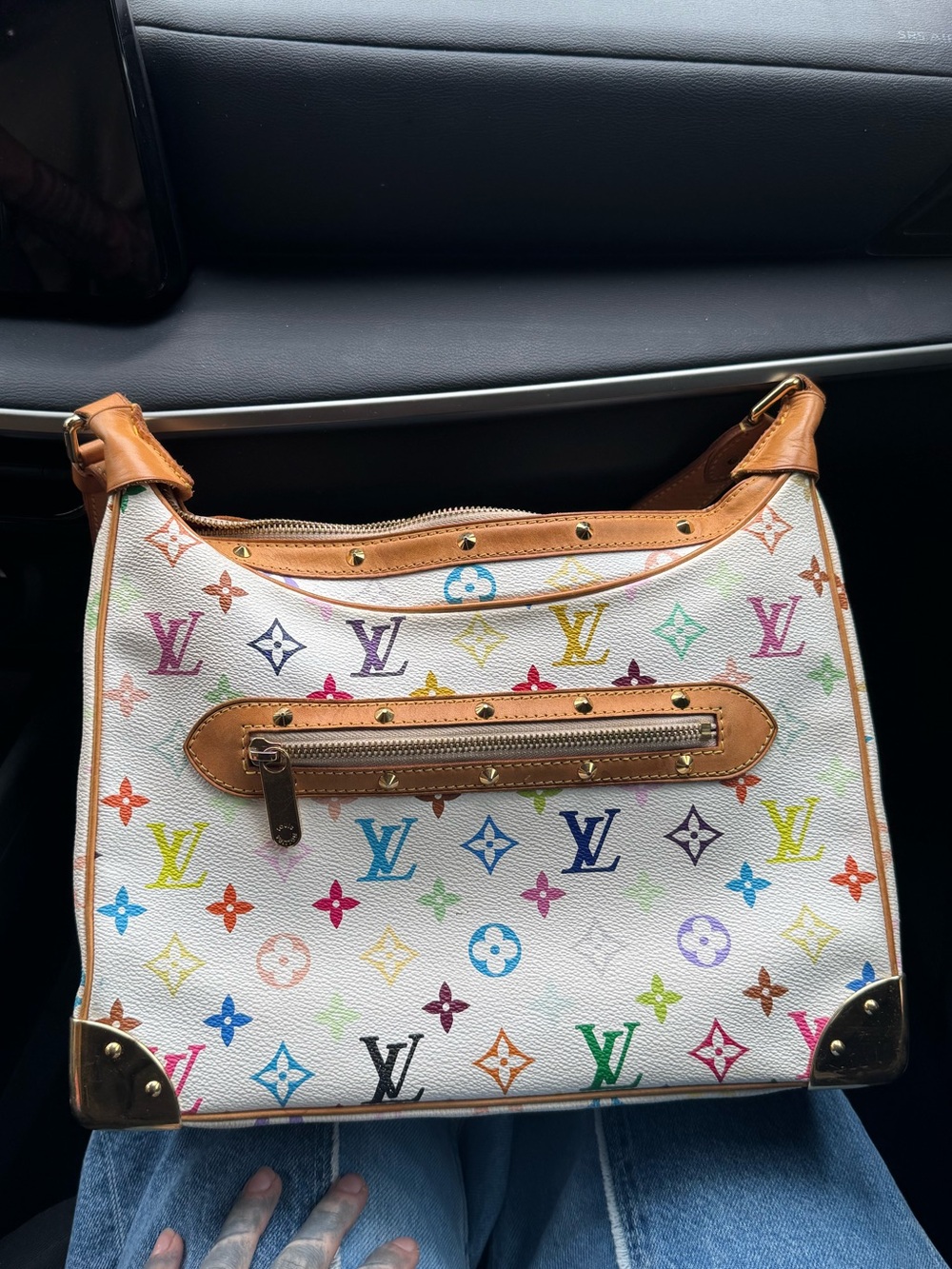 Louis Vuitton Multicolor Murakami Monogram White Canvas Shoulder Bag